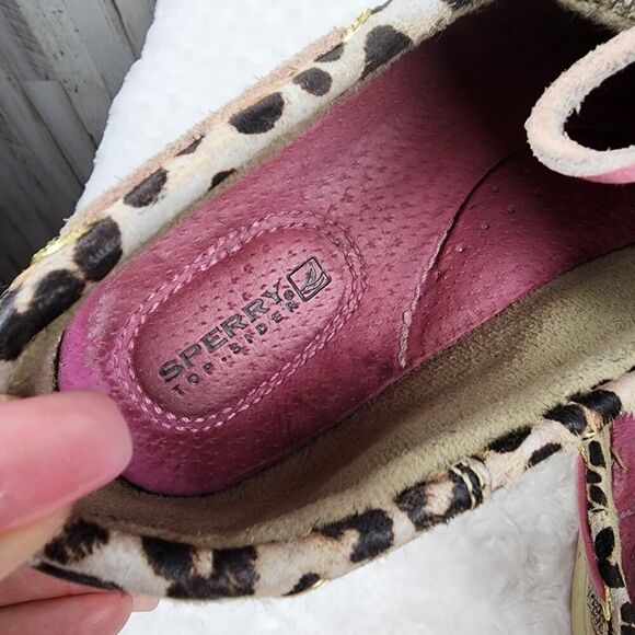 Sperry Bluefish Brown Leopard Print Pony Hair Boat Shoes Size 7.5 - Picture 8 of 9